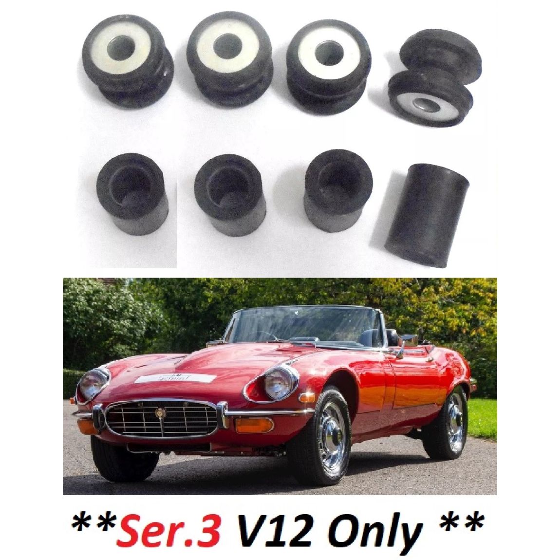 FRONT SUSPENSION WISHBONE BUSH SET x8 (Jaguar E Type) (**Ser.3 Only**) (V12) (**From Apr 71- 75**)   